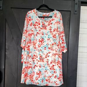 Perfectly Priscilla White Dress with Orange and Aqua leopard print